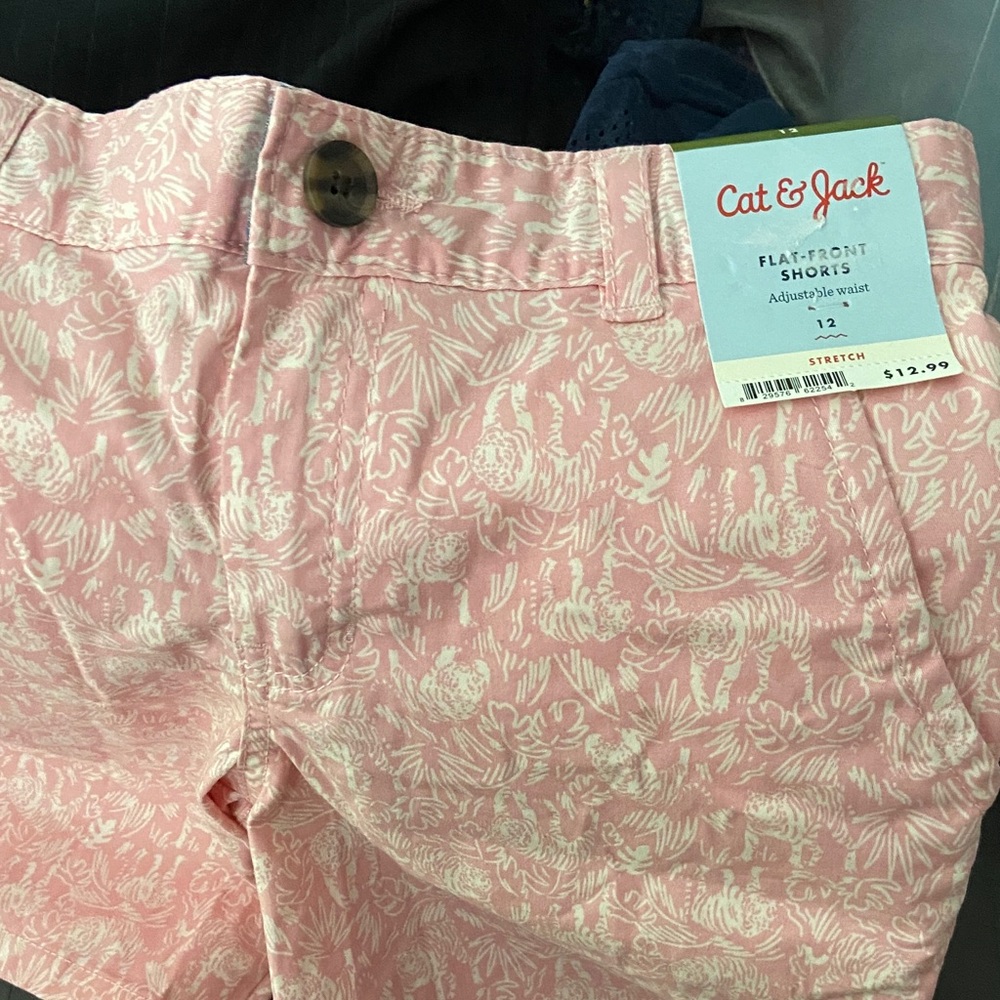 Boys Cat & Jack Pink Floral Casual Shorts size 12 flat front